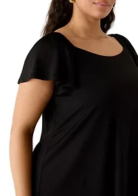 Plus Flutter Sleeve Dress