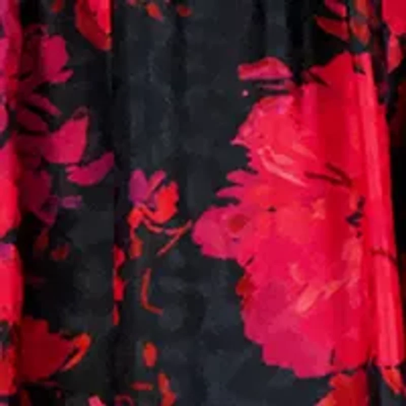 Women's Puff Sleeve Wrapped Floral A-Line Dress