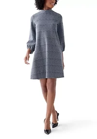 Women's Mock Neck Solid Bouclé Dress