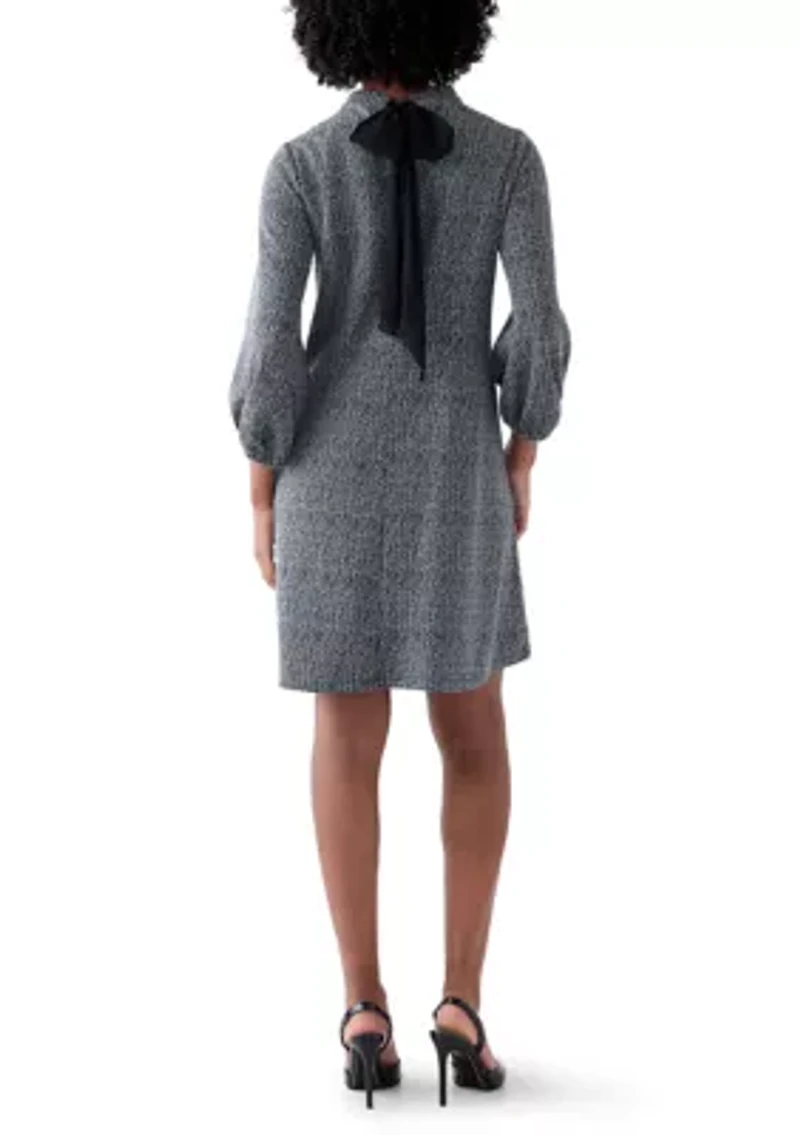 Women's Mock Neck Solid Bouclé Dress