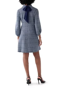 Women's Mock Neck Solid Bouclé Dress