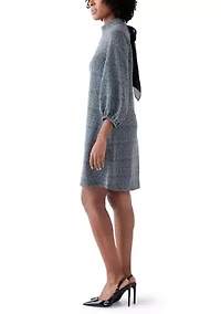 Women's Mock Neck Solid Bouclé Dress