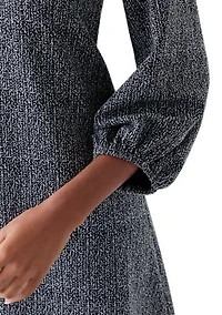 Women's Mock Neck Solid Bouclé Dress