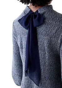 Women's Mock Neck Solid Bouclé Dress