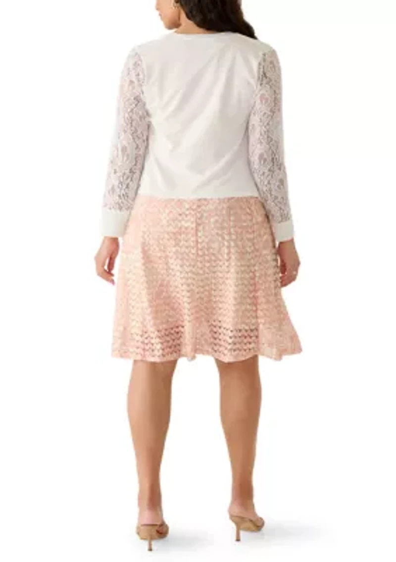 Plus Long Sleeve Lace Cardigan