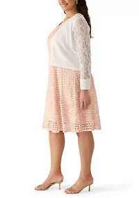 Plus Long Sleeve Lace Cardigan