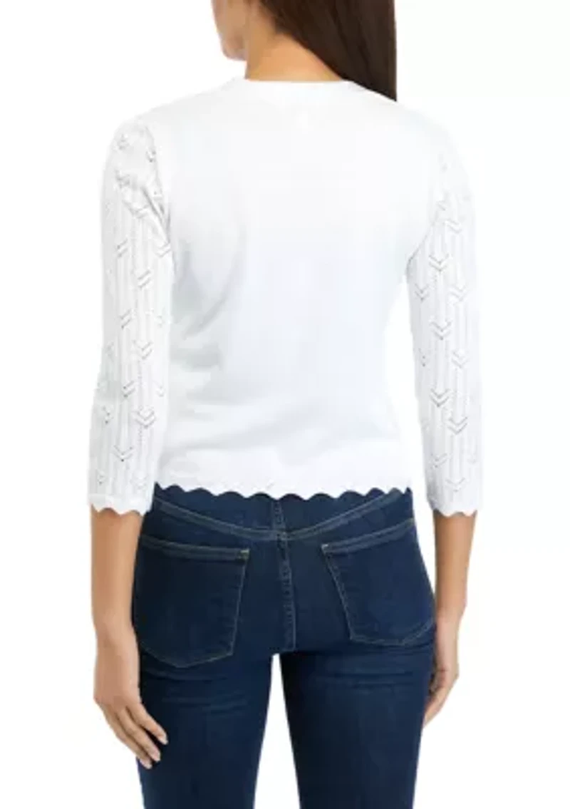 Women's 3/4 Sleeve Crochet Shrug