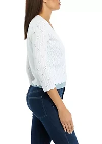 Women's 3/4 Sleeve Crochet Shrug