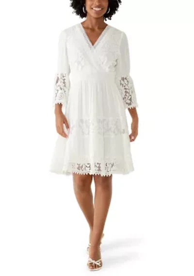Women's 3/4 Sleeve Lace Mini Dress