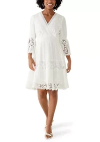 Women's 3/4 Sleeve Lace Mini Dress