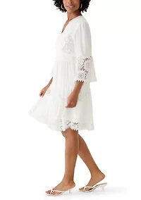 Women's 3/4 Sleeve Lace Mini Dress