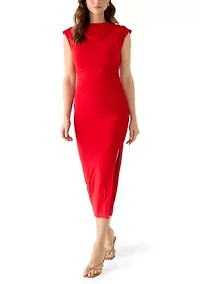 Women's Sleeveless Cowl Neck Slit Midi Dress