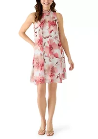 Women's Mock Neck Chiffon Mini Dress