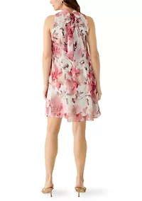 Women's Mock Neck Chiffon Mini Dress