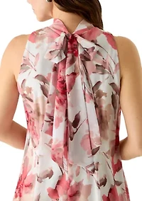 Women's Mock Neck Chiffon Mini Dress