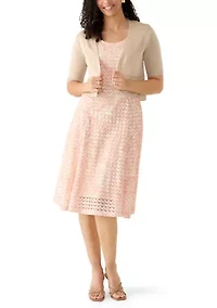 Women's Crochet Jacket Lace Dress Set