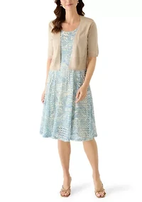 Women's Crochet Jacket Lace Dress Set