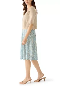 Women's Crochet Jacket Lace Dress Set