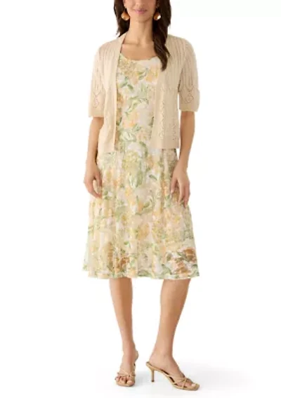 Women's Floral Print Dress with Jacket