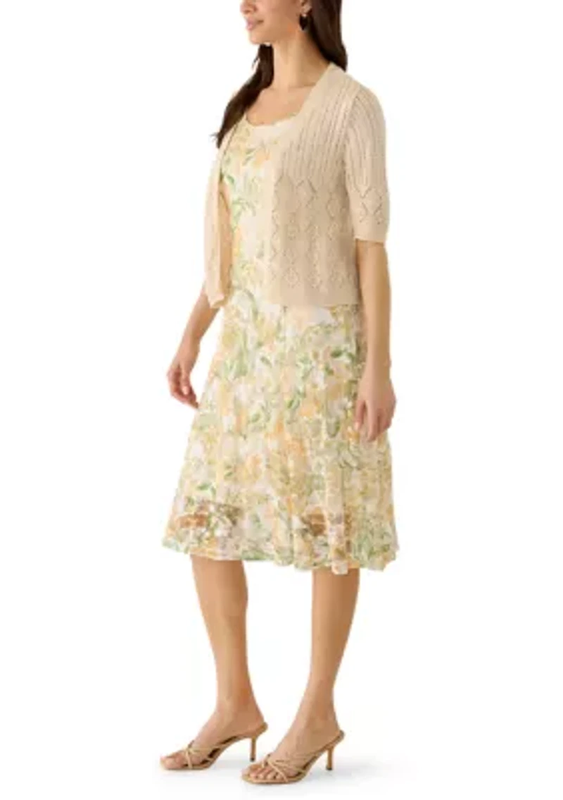 Women's Floral Print Dress with Jacket
