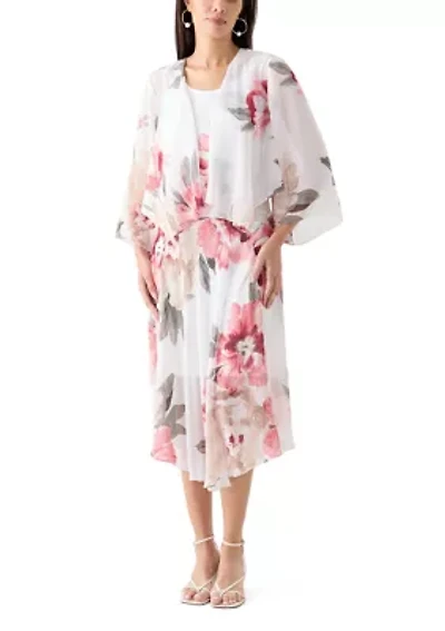 Women's Floral Print Chiffon Jacket Dress