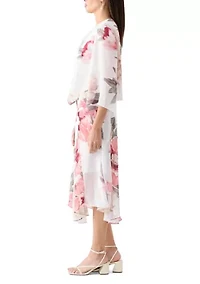 Women's Floral Print Chiffon Jacket Dress