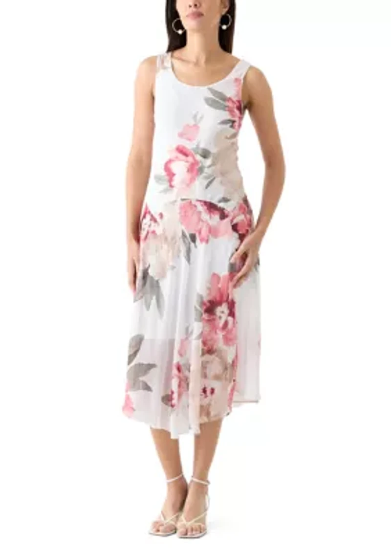 Women's Floral Print Chiffon Jacket Dress