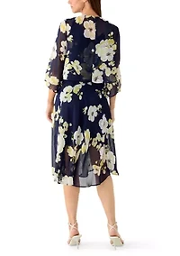 Women's Short Sleeve Printed Chiffon Jacket Dress