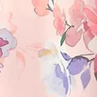Plus Flutter Sleeve Cowl Neck Floral Print Chiffon A-Line Dress