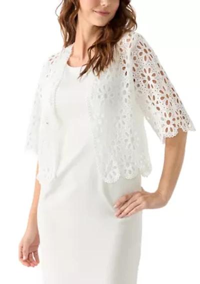 Women's Floral Eyelet Shrug