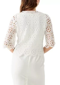 Women's Floral Eyelet Shrug