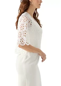 Women's Floral Eyelet Shrug