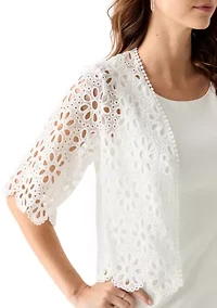Women's Floral Eyelet Shrug