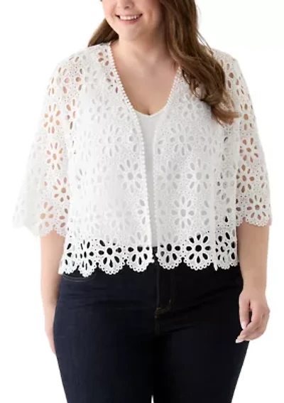 Plus Open Work Eyelet Scalloped Hem Topper