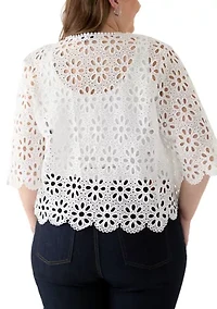 Plus Open Work Eyelet Scalloped Hem Topper