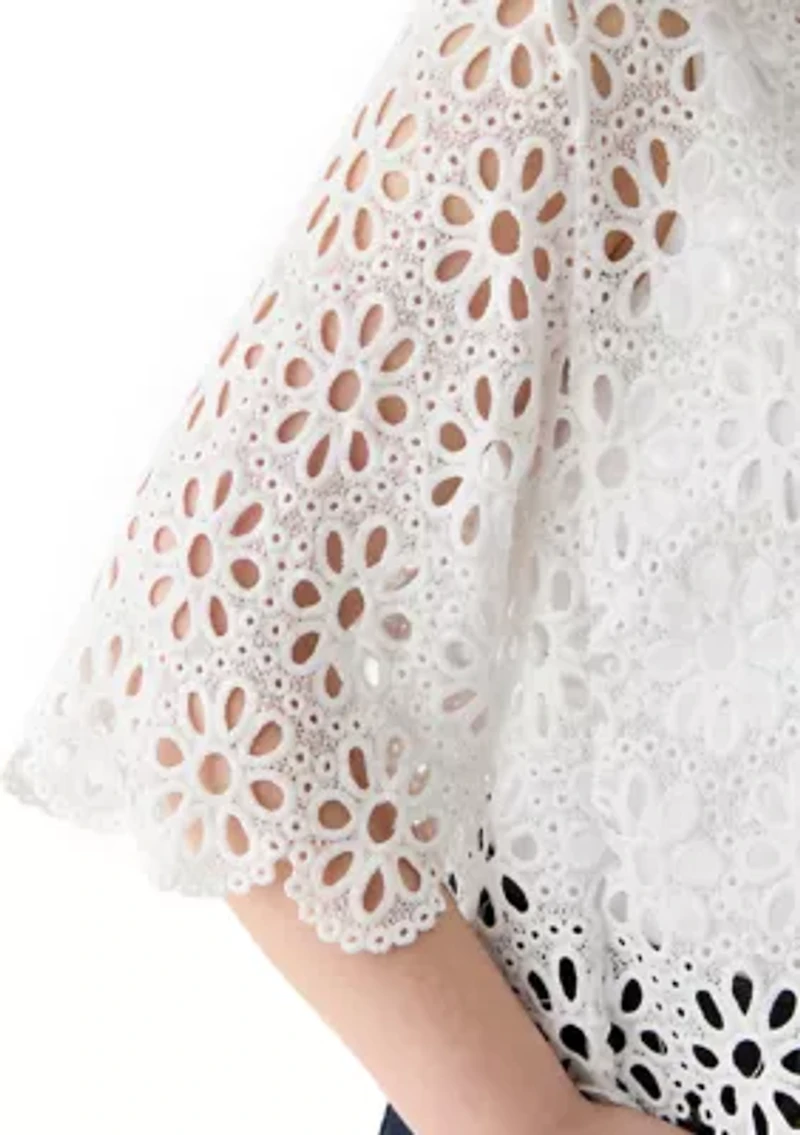 Plus Open Work Eyelet Scalloped Hem Topper