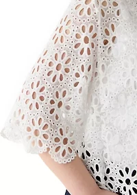 Plus Open Work Eyelet Scalloped Hem Topper