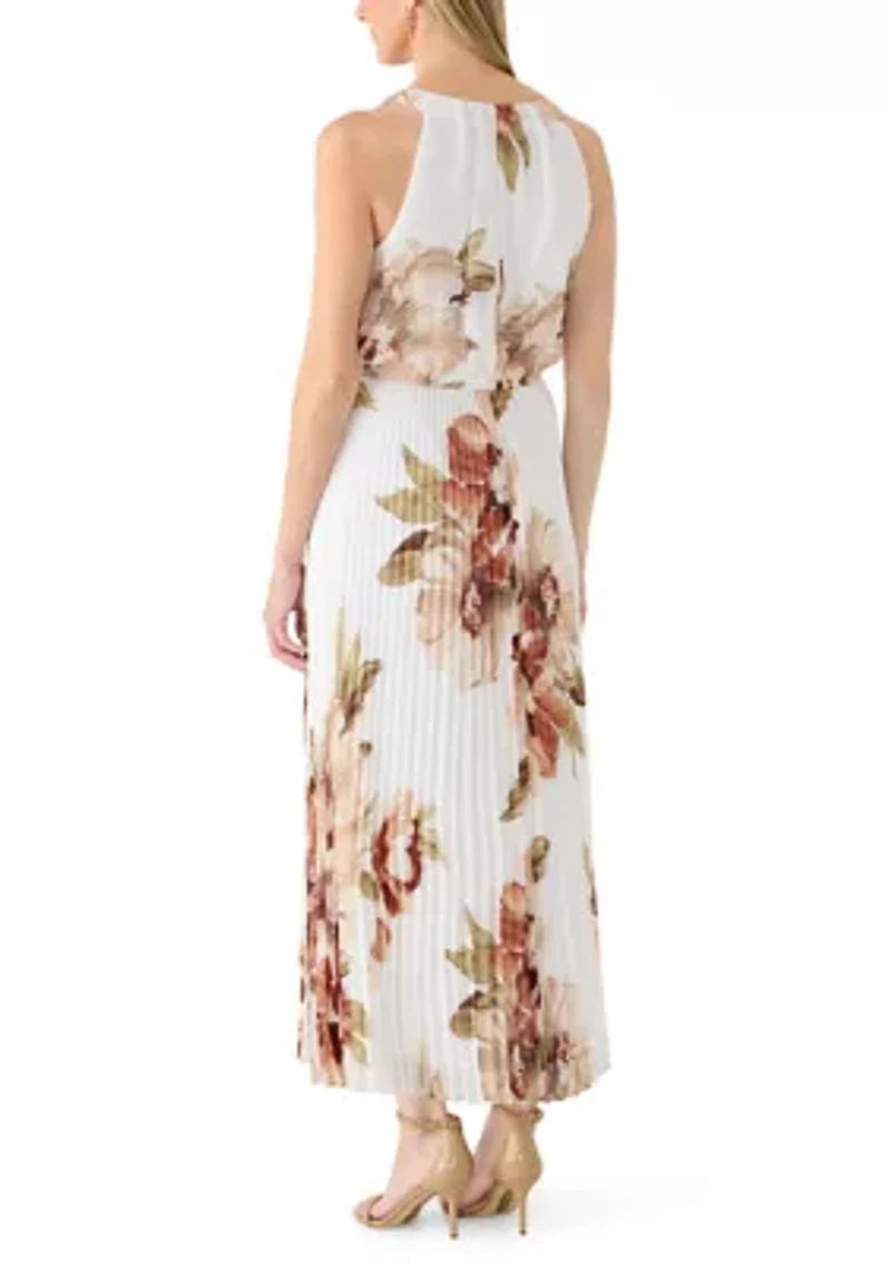 Women's Sleeveless Halter Floral Dress