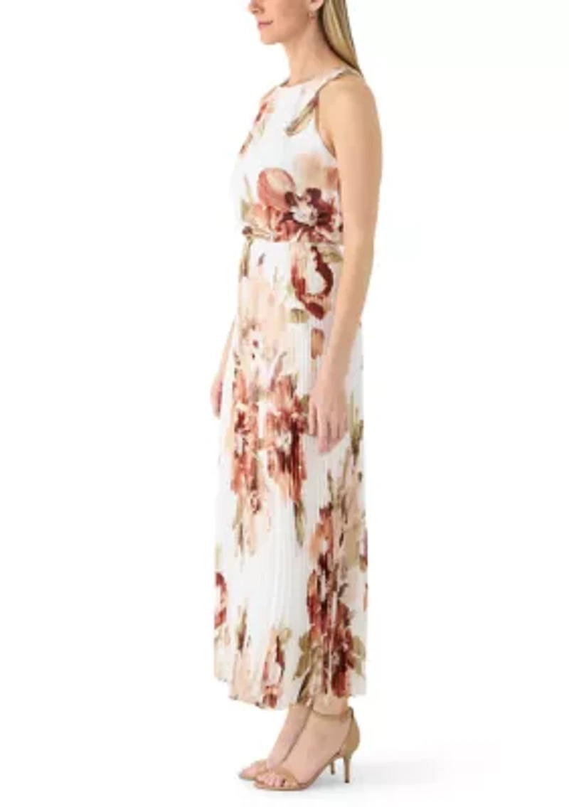 Women's Sleeveless Halter Floral Dress
