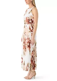 Women's Sleeveless Halter Floral Dress