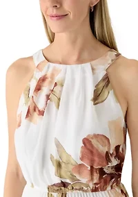 Women's Sleeveless Halter Floral Dress