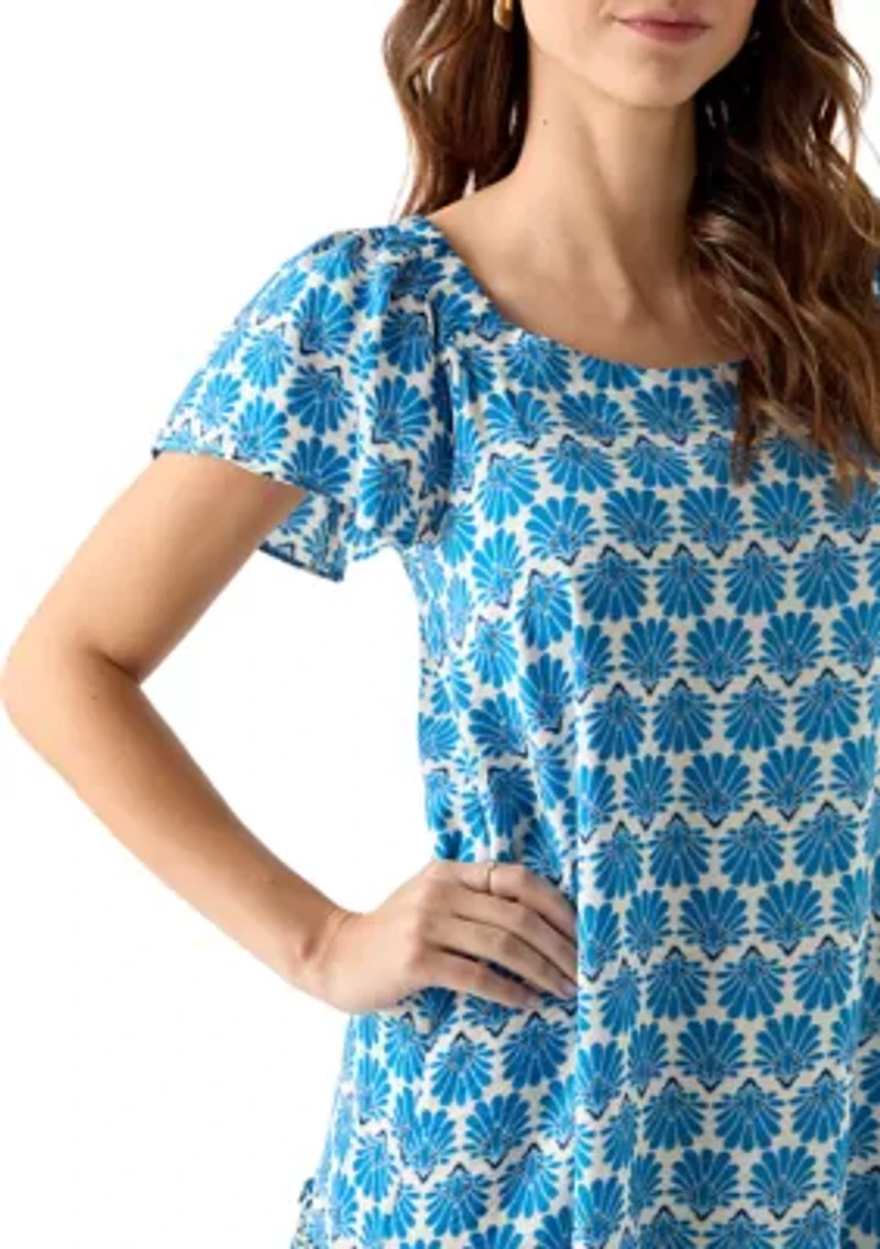 Women's Short Sleeve Printed A-Line Dress