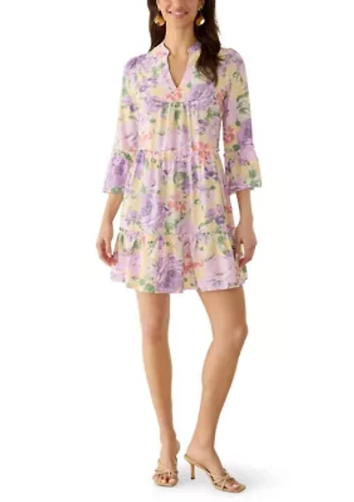 Women's 3/4 Sleeve Floral Mini Dress