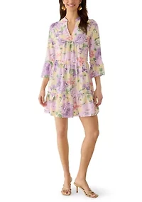 Women's 3/4 Sleeve Floral Mini Dress