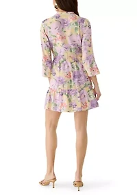Women's 3/4 Sleeve Floral Mini Dress
