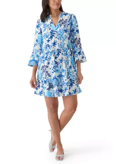 Women's 3/4 Bell Sleeve Mini Dress