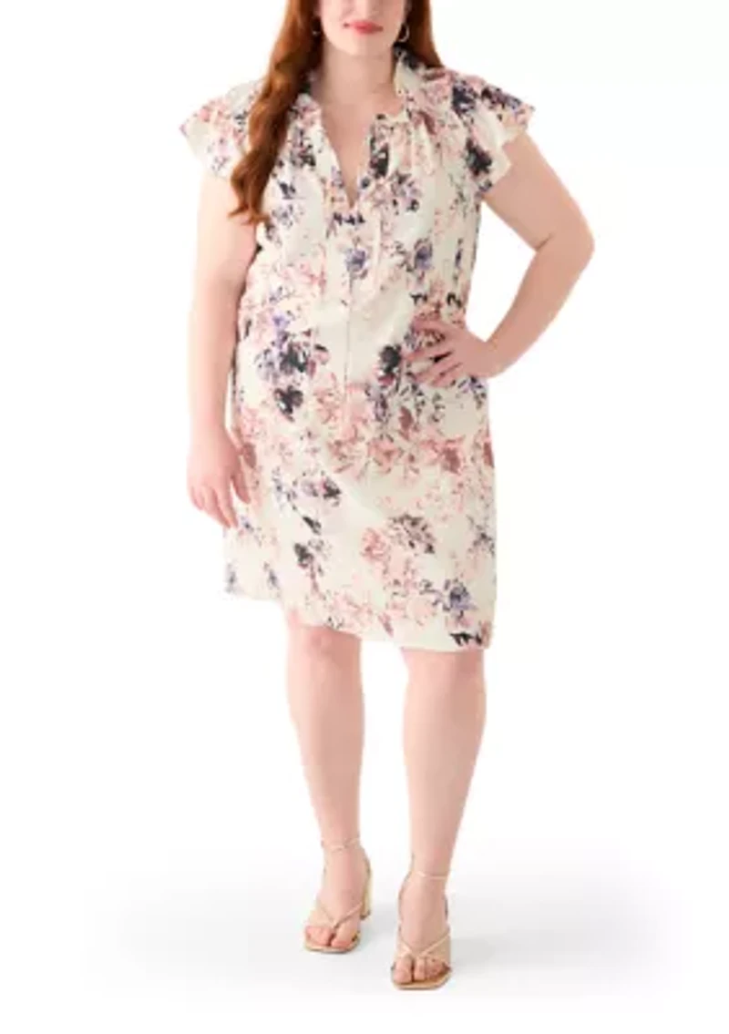 Plus Sleeveless V-Neck Printed Dress