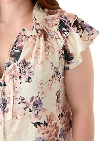 Plus Sleeveless V-Neck Printed Dress
