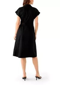 Women's Short Sleeve Collar Neck Solid Shirtdress