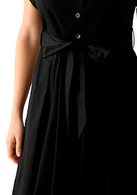 Women's Short Sleeve Collar Neck Solid Shirtdress